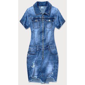 Světle modré džínové šaty s protrženími (GD6629) Barva: Modrá, Velikost: S (36)
