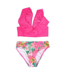 Yoclub Dívčí dvoudílný plavecký kostým LKD-0034G-A100 Pink Velikost: 128-134