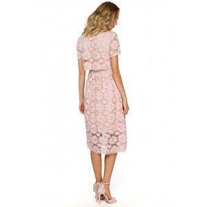 Dámské krajkové midi šaty model 18625406 růžové - Moe Velikost: M-38