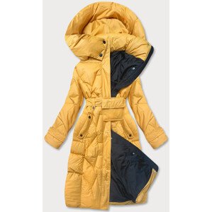 Žlutá péřová bunda se stojáčkem a kapucí (AG2-J82) Žlutá XL (42)