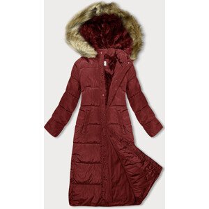 Dlouhá červená dámská zimní bunda (V725) Červená XXL (44)