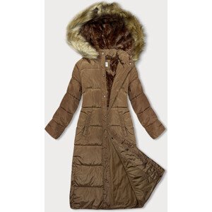 Dlouhá dámská zimní bunda ve velbloudí barvě (V725) Béžová XL (42)