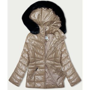 Béžová prošívaná dámská zimní bunda (V776G) Béžová M (38)