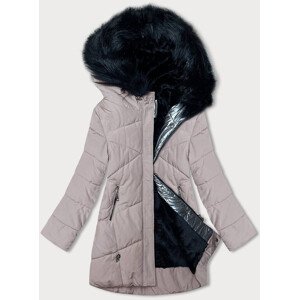 Dámská zimní bunda v barvě s kožešinou Béžová S (36) model 18931083 - MELYA MELODY