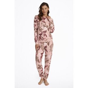 Dámské pyžamo Midnight růžové s přírodním motivem růžová XL
