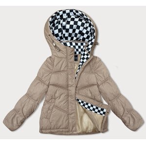 Volná béžová dámská bunda s kapucí (8118) Béžová S (36)