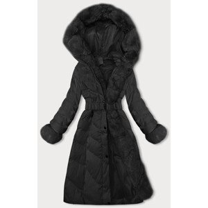 Černá dámská zimní bunda s páskem (5M3156-392) černá S (36)