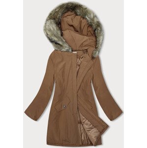 Dámská zimní bunda v karamelové barvě (M-R45) Hnědá 3XL