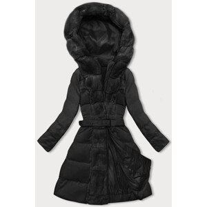 Černá dámská zimní bunda s ozdobnou kožešinou (5M3158-392) černá L (40)