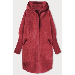 Dlouhý vlněný přehoz přes oblečení typu alpaka v barvě s kapucí model 18966898 - MADE IN ITALY Barva: Růžová, Velikost: ONE SIZE