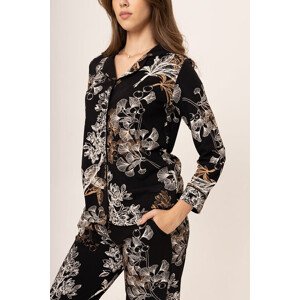 Dámské pyžamo černá vzor  model 19001966 - Karol Velikost: 3XL