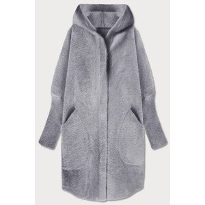 šedý vlněný přehoz přes oblečení typu "alpaka" s kapucí šedá jedna velikost model 17144743 - MADE IN ITALY