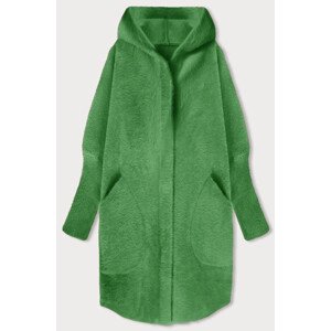 Zelený dlouhý vlněný přehoz přes oblečení typu alpaka s kapucí model 19012679 zielony ONE SIZE - MADE IN ITALY