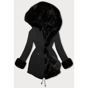 Černá oboustranná zimní bunda parka-kožíšek J Style (11Z8085) černá S (36)