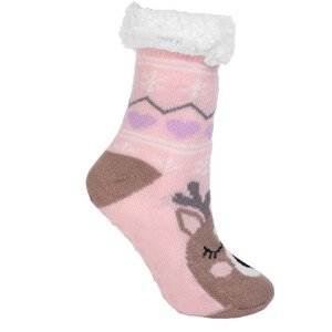 Dětské zateplené ponožky Reindeer růžové s nopky Barva: růžová, Velikost: 31/34