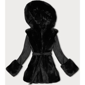 Černá bunda z eko kůže s kožešinovou podšívkou J Style (11Z8079) černá M (38)