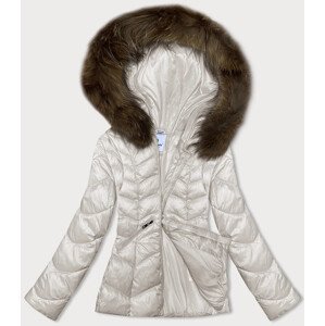 Prošívaná dámská bunda v ecru barvě s kapucí Glakate pro přechodné období (LU-2202) ecru XXL (44)