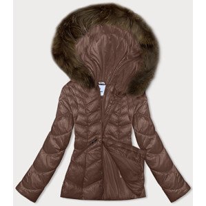 Prošívaná dámská bunda ve velbloudí barvě s kapucí Glakate pro přechodné období (LU-2202) Béžová S (36)
