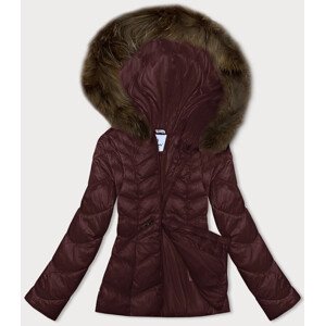 Prošívaná dámská bunda ve vínové bordó barvě s kapucí Glakate pro přechodné období (LU-2202) Červená XXL (44)