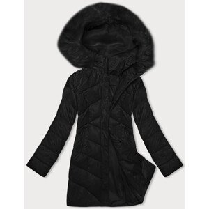Černá dámská zimní bunda s kapucí (H-898-01) černá S (36)