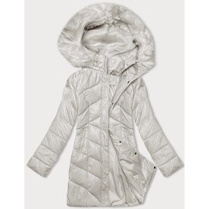 Dámská zimní bunda v ecru barvě s kapucí (H-898-11) ecru S (36)