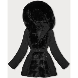 Černá dámská zimní bunda s kožešinou J Style (11Z8096) černá L (40)