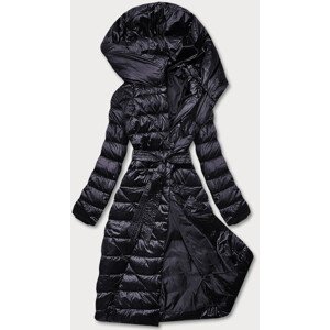 Prošívaný kabát v lilkové barvě s kapucí (AG1-J9069) fialová XXL (44)