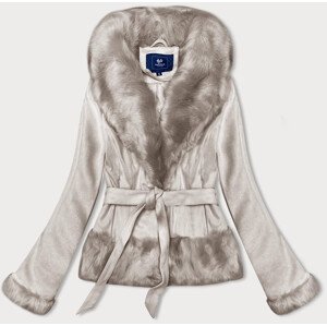 Světle béžová krátká dámská bunda se zavazováním model 19152029 - Ann Gissy Barva: Béžová, Velikost: S (36)