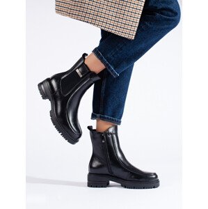 Krásné dámské černé  kotníčkové boty na plochém podpatku  36