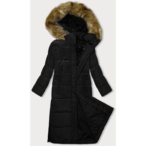 Černá dlouhá zimní bunda s kapucí (V726) černá M (38)