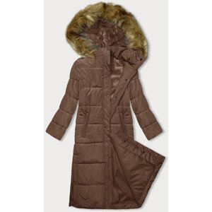 Dlouhá zimní bunda ve velbloudí barvě s kapucí (V726) Béžová 46