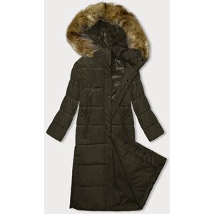 Dlouhá zimní bunda v khaki barvě s kapucí (V726) zielony L (40)