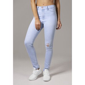 Dámské úzké džínové kalhoty s vysokým pasem světle modré 28