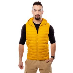 Pánská prošívaná vesta s kapucí GLANO - žlutá Velikost: M