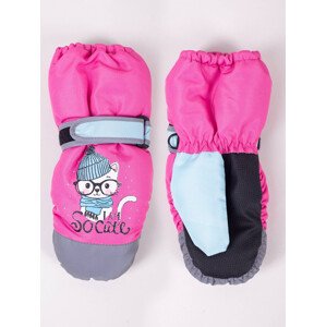 Yoclub Dětské zimní lyžařské rukavice REN-0310G-A110 Pink 12