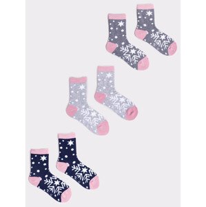 Yoclub Vánoční ponožky 3-pack SKA-X044G-AA00 Vícebarevné 20-22