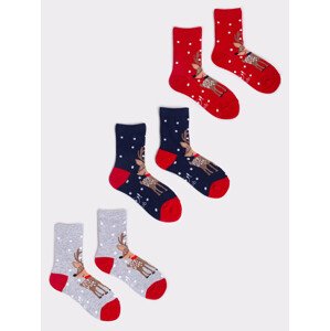 Vánoční ponožky Yoclub 3-Pack SKA-X045G-AA00 Vícebarevné 20-22