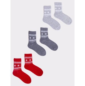 Yoclub Vánoční ponožky 3-pack SKA-X047U-AA00 Vícebarevné 20-22