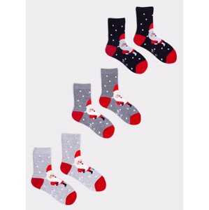 Yoclub Vánoční ponožky 3-pack SKA-X049U-AA00 Vícebarevné 20-22