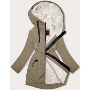 Dámská zimní bunda ve velbloudí barvě s kožešinovou podšívkou Glakate (H-2978) Béžová XXL (44)