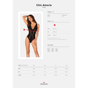 Luxusné body Chic Amoria teddy - Obsessive XL/2XL černá