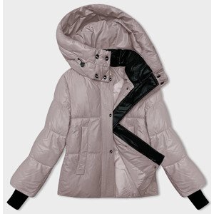 Světle růžová péřová dámská zimní bunda s kapucí Glakate (LU-238191#) Růžová S (36)