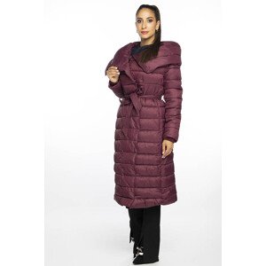 kabát ve vínové bordó barvě s vysokým stojáčkem a kapucí model 19382373 - Ann Gissy Barva: Červená, Velikost: XL (42)