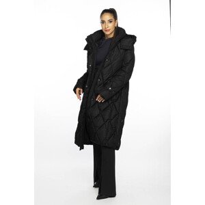 Černá dlouhá prošívaná zimní bunda s kapucí model 19382379 - Ann Gissy Barva: černá, Velikost: S (36)