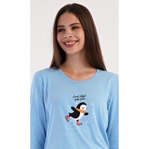 Dámske dlhé pyžamo Penguin on ice blue - Vienetta S