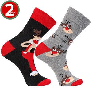 2pack Vánoční ponožky šedé a černé černá 43/45