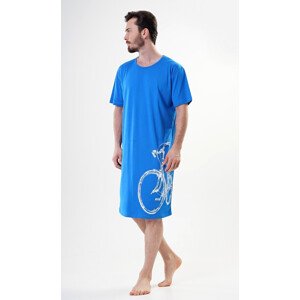 Pánska nočná košeľa s krátkym rukávom Big Round - modrá - Vienetta XXL modrá s potiskem