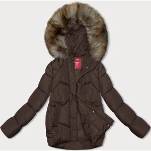 Hnedá bunda s kapucňou pre prechodné obdobie (LHD-23002) odcienie brązu S (36)
