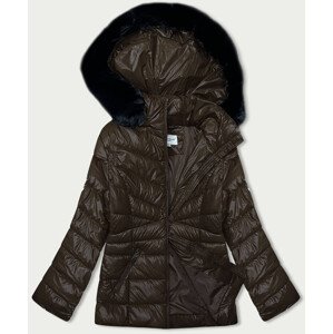 Hnedá dámska prešívaná zimná bunda (V775) odcienie brązu XL (42)