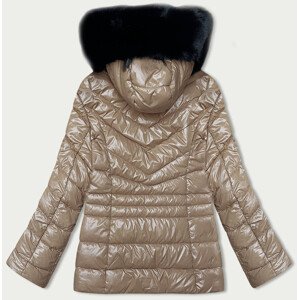 Béžová dámska prešívaná zimná bunda (V775) Béžová L (40)